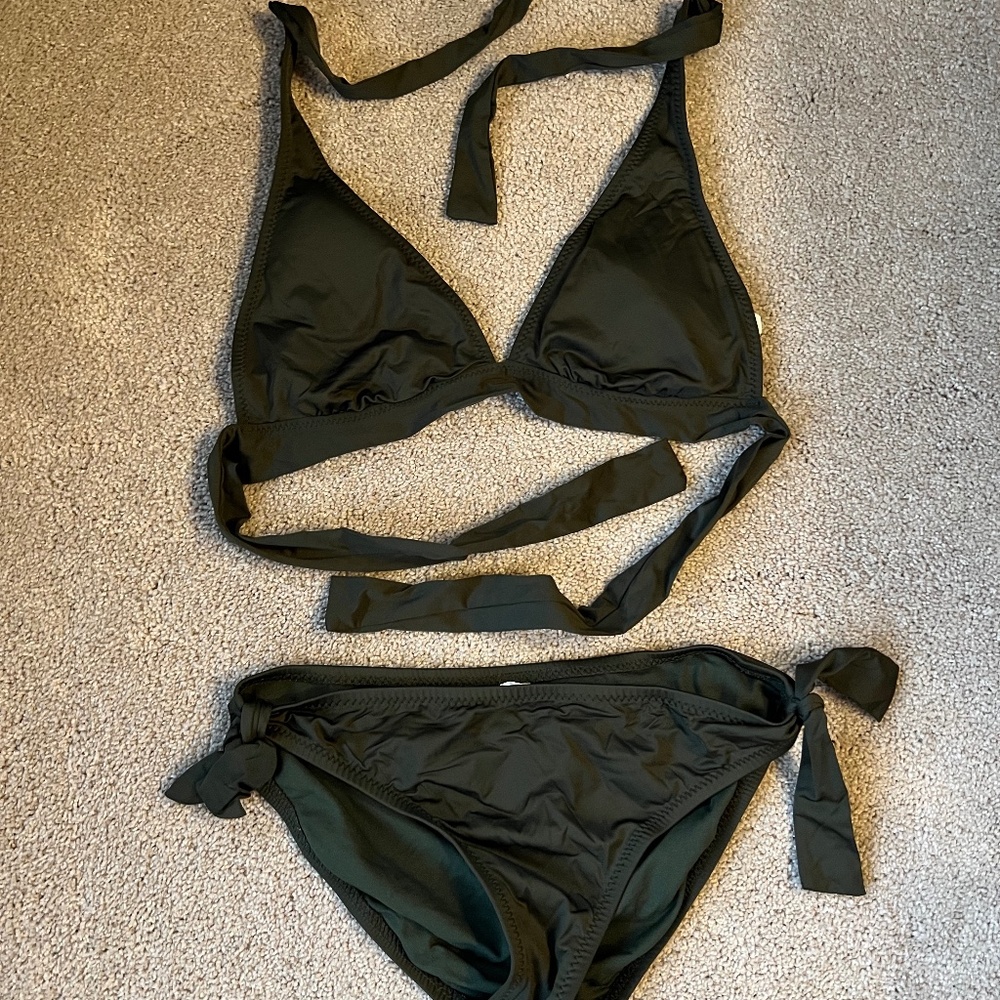 Mossimo Tie Halter Bikini Army Green Size S